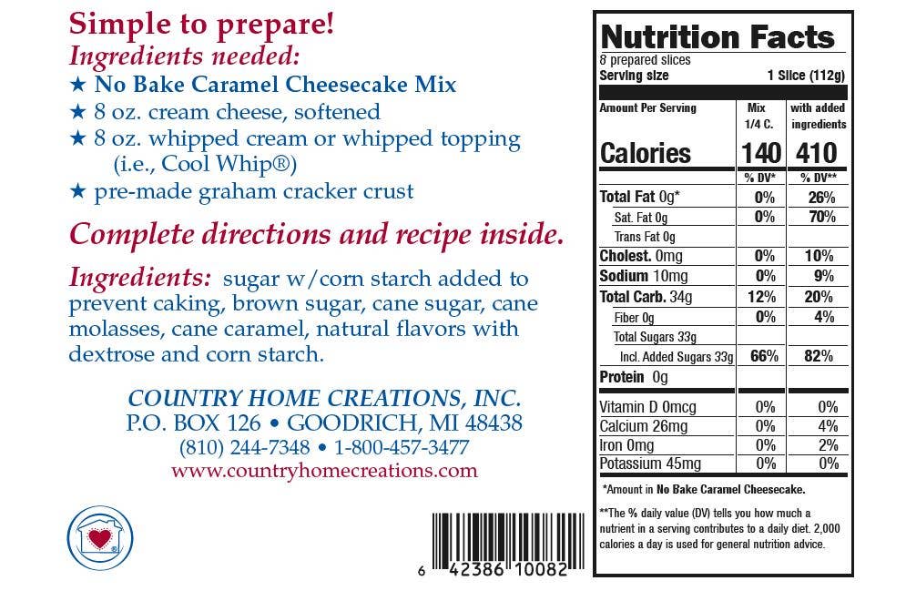 Country Home Creations - No Bake Caramel Cheesecake Mix