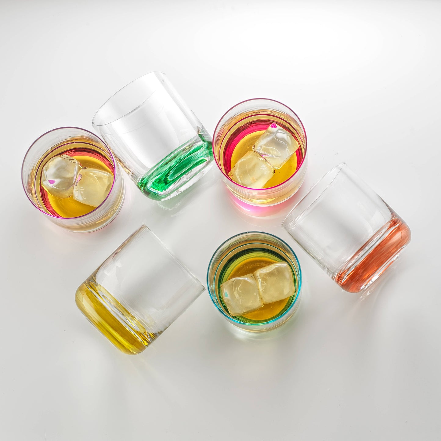 JoyJolt - Hue Colored Whiskey Tumbler Glasses, Set of 6