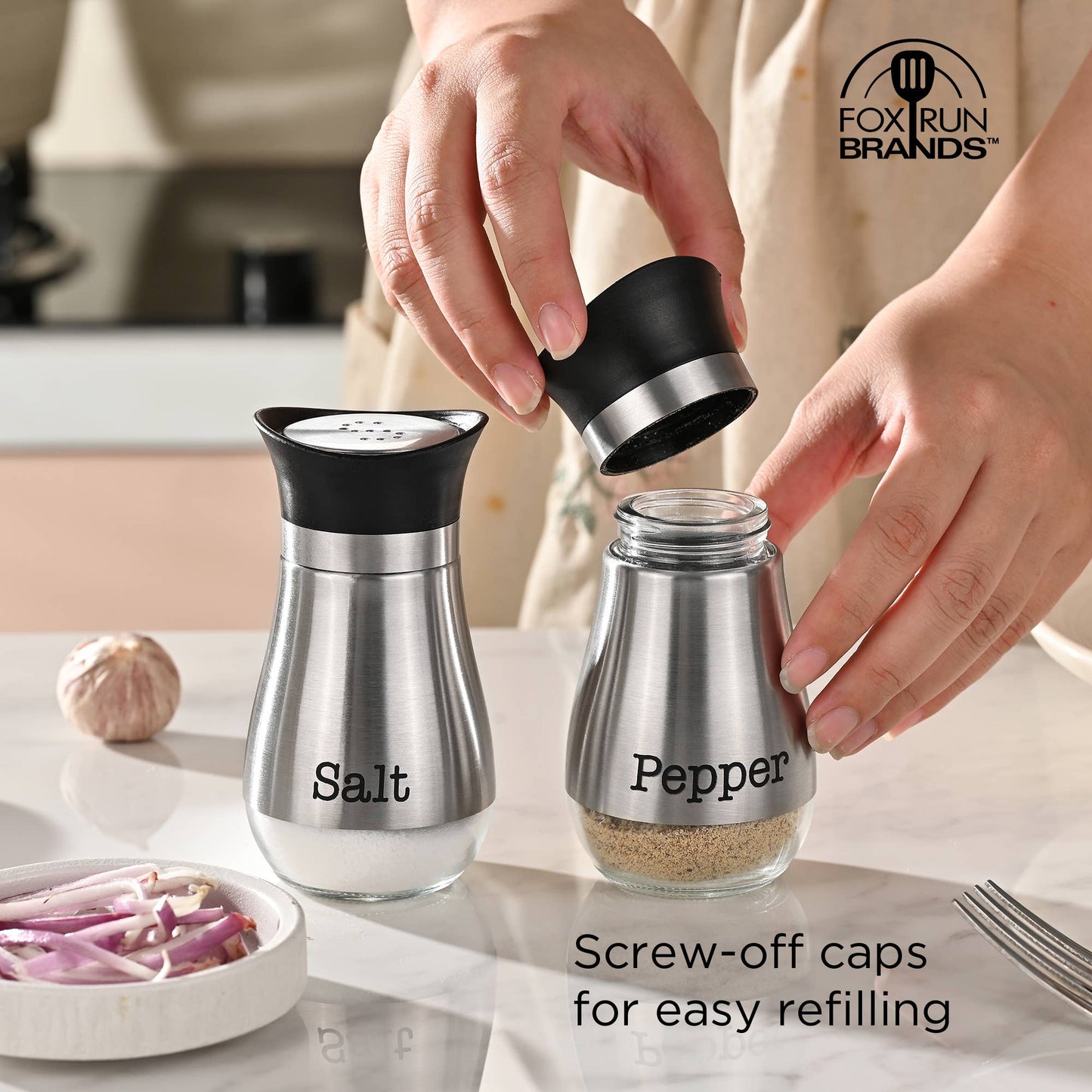 Fox Run Brands - Fox Run Modern Salt and Pepper Shakers, Set of 2, 4 Ounce