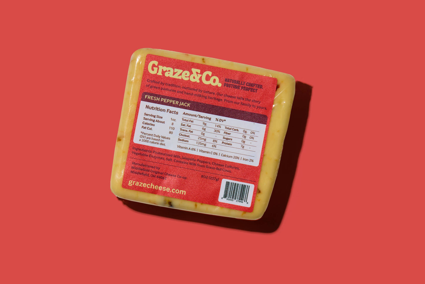 Graze & Co. - Fresh Pepper Jack - 8oz. Artisanal Cheese