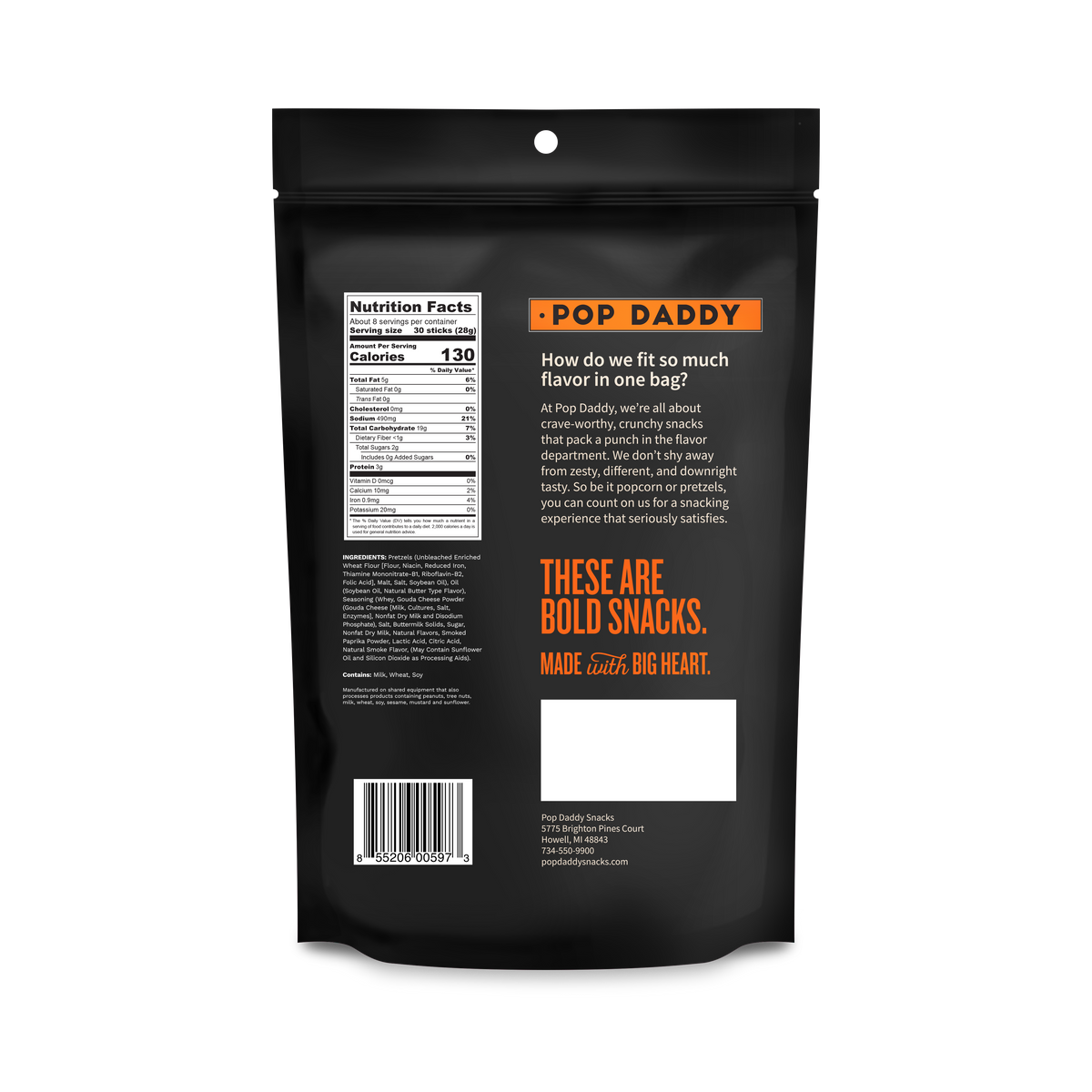 Pop Daddy Snacks - Seasoned Pretzels - 7.5oz - Smoked Gouda