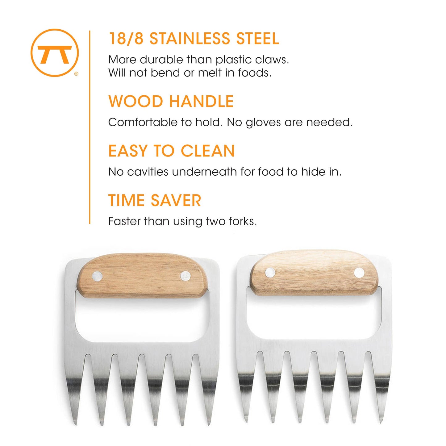 Fox Run Brands - Outset Stainless Steel Meat Shredding Bear Claws,4.4" x 4.2"