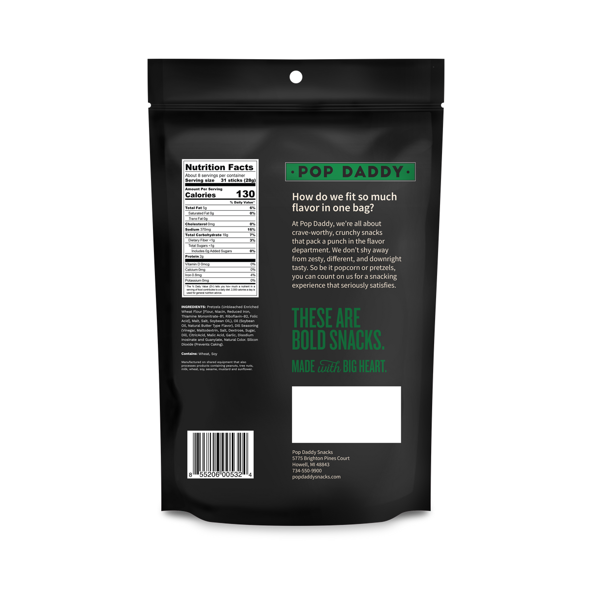 Pop Daddy Snacks - Seasoned Pretzels - 7.5oz - Dill Pickle