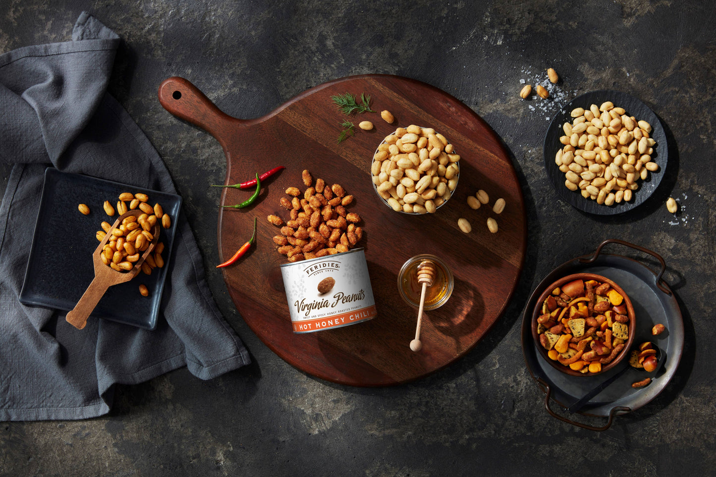 FERIDIES 9oz Tin Hot Honey Chili Virginia Peanuts