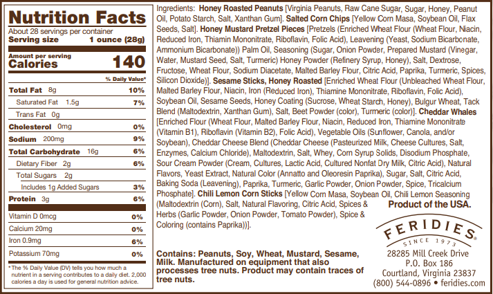 FERIDIES - 28oz Tin 5 O'Clock Crunch Snack Mix