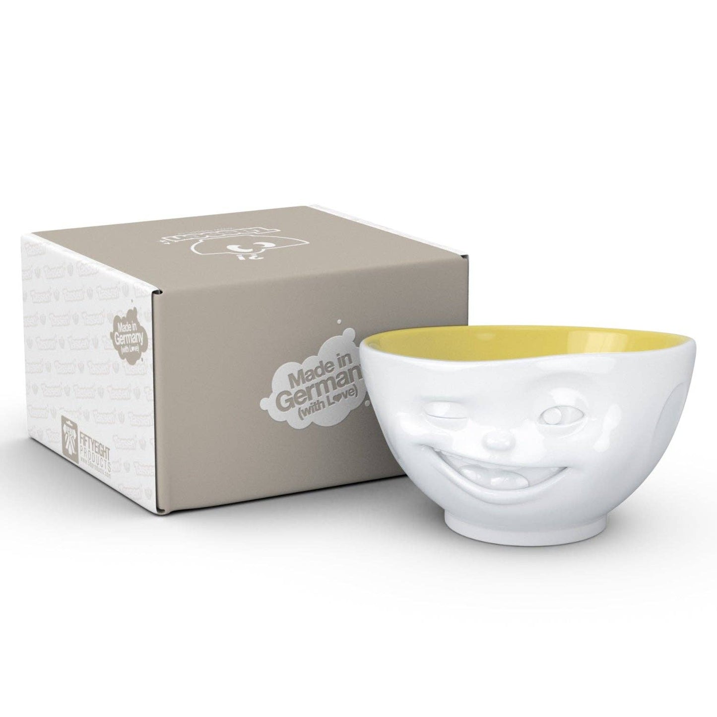 16 Oz. Bowl, Winking Face, Saffron Color Inside