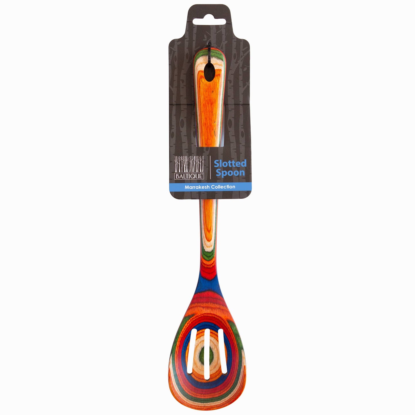 Totally Bamboo - Baltique® Marrakesh Colorful Wooden Slotted Spoon, 12.5"