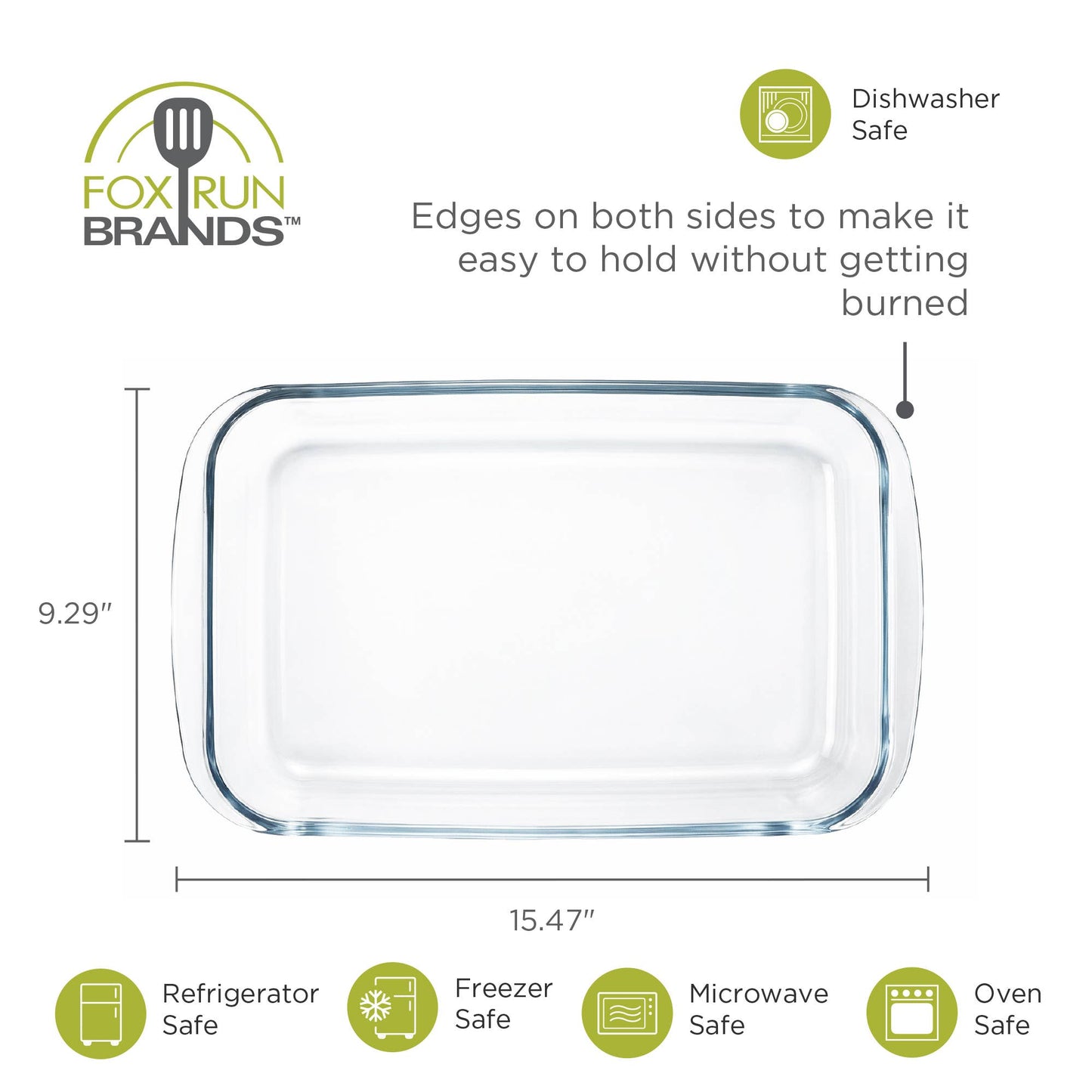 Fox Run Brands - Fox Run Glass Baking Pan & Lid, 9" x 13"