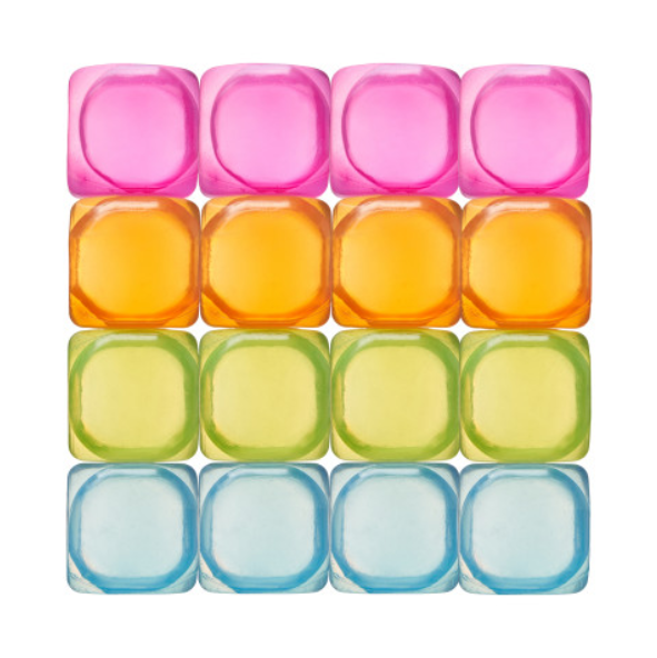 Chill Reusable Plastic Ice Cubes - Asst Colors - Pack of 16
