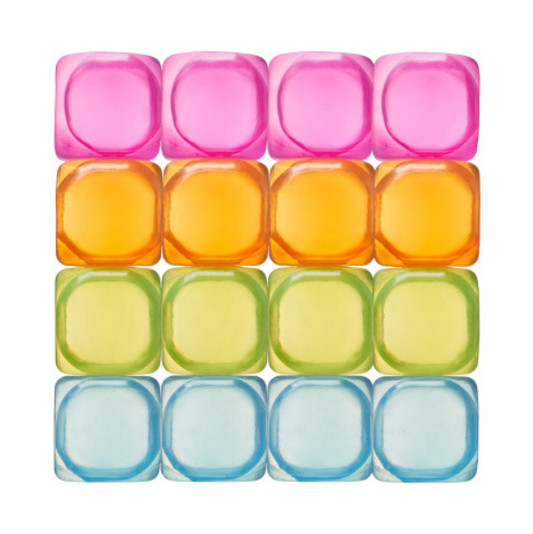 Chill Reusable Plastic Ice Cubes - Asst Colors - Pack of 16