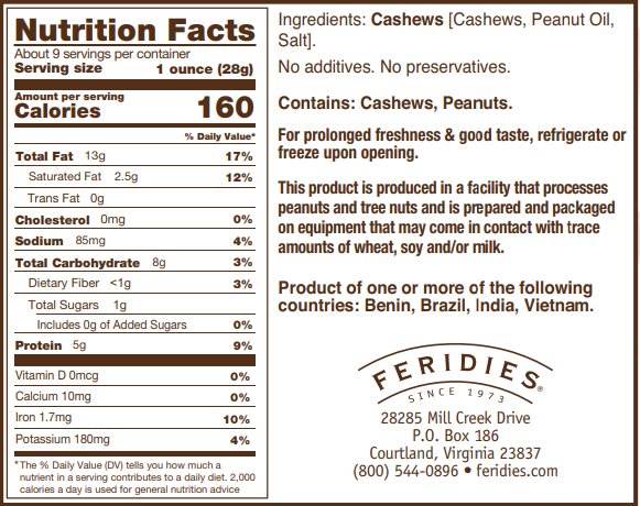 9 oz. Salted Cashews