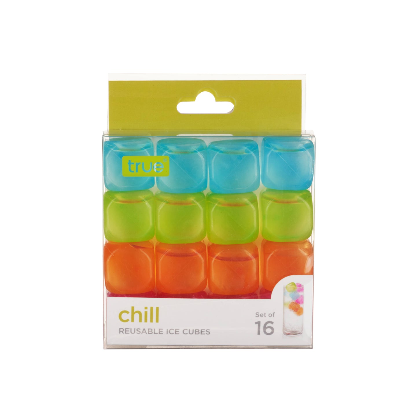 Chill Reusable Plastic Ice Cubes - Asst Colors - Pack of 16