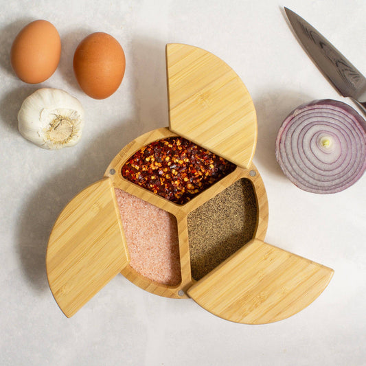 Totally Bamboo - Trio Salt Cellar Storage Box with Swivel Lids
