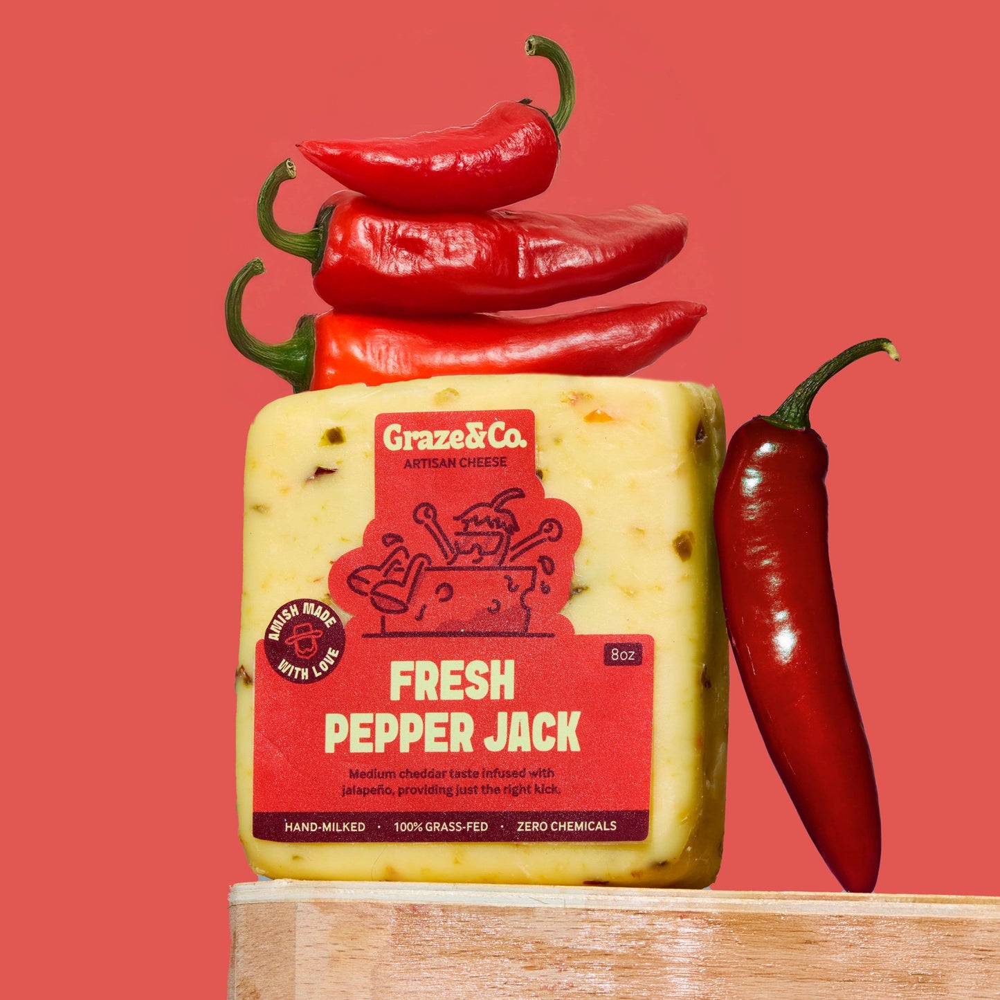 Graze & Co. - Fresh Pepper Jack - 8oz. Artisanal Cheese