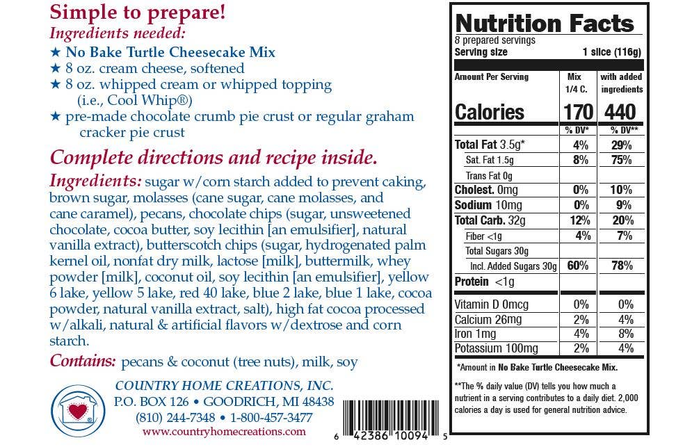 Country Home Creations - No Bake Turtle Cheesecake Mix