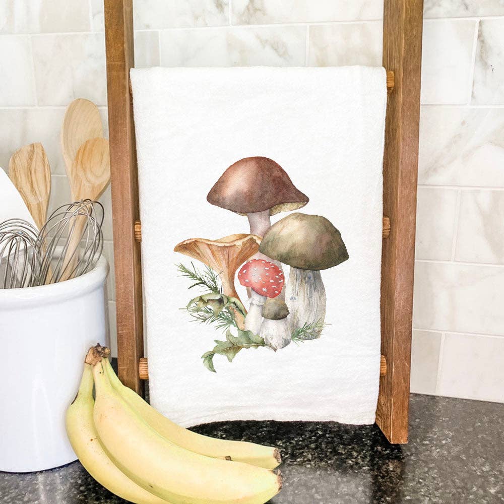Indigo Tangerine - Forest Mushrooms - Customizable Cotton Tea Towel