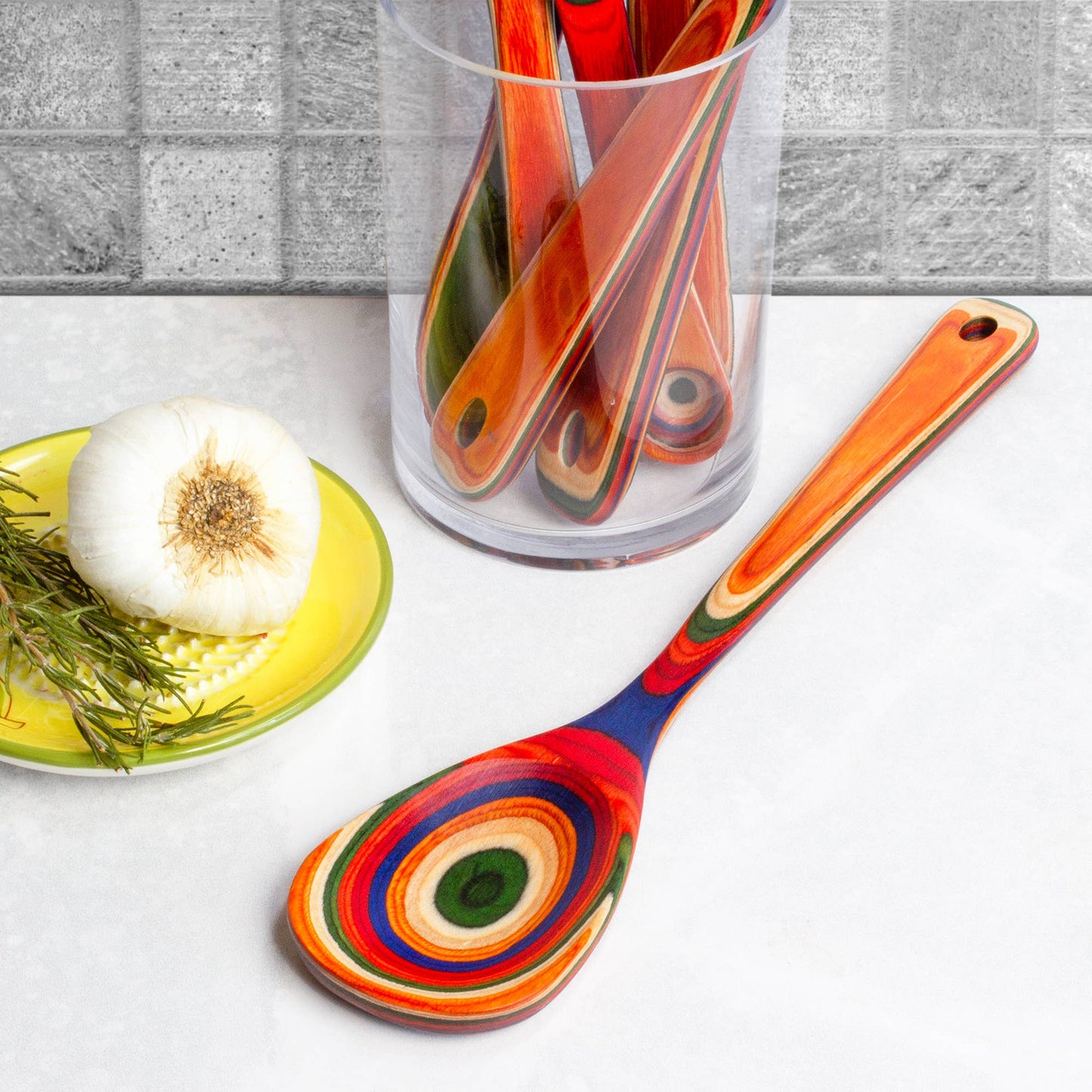 Totally Bamboo - Baltique® Marrakesh Colorful Wooden Cooking Spoon, 12.5"
