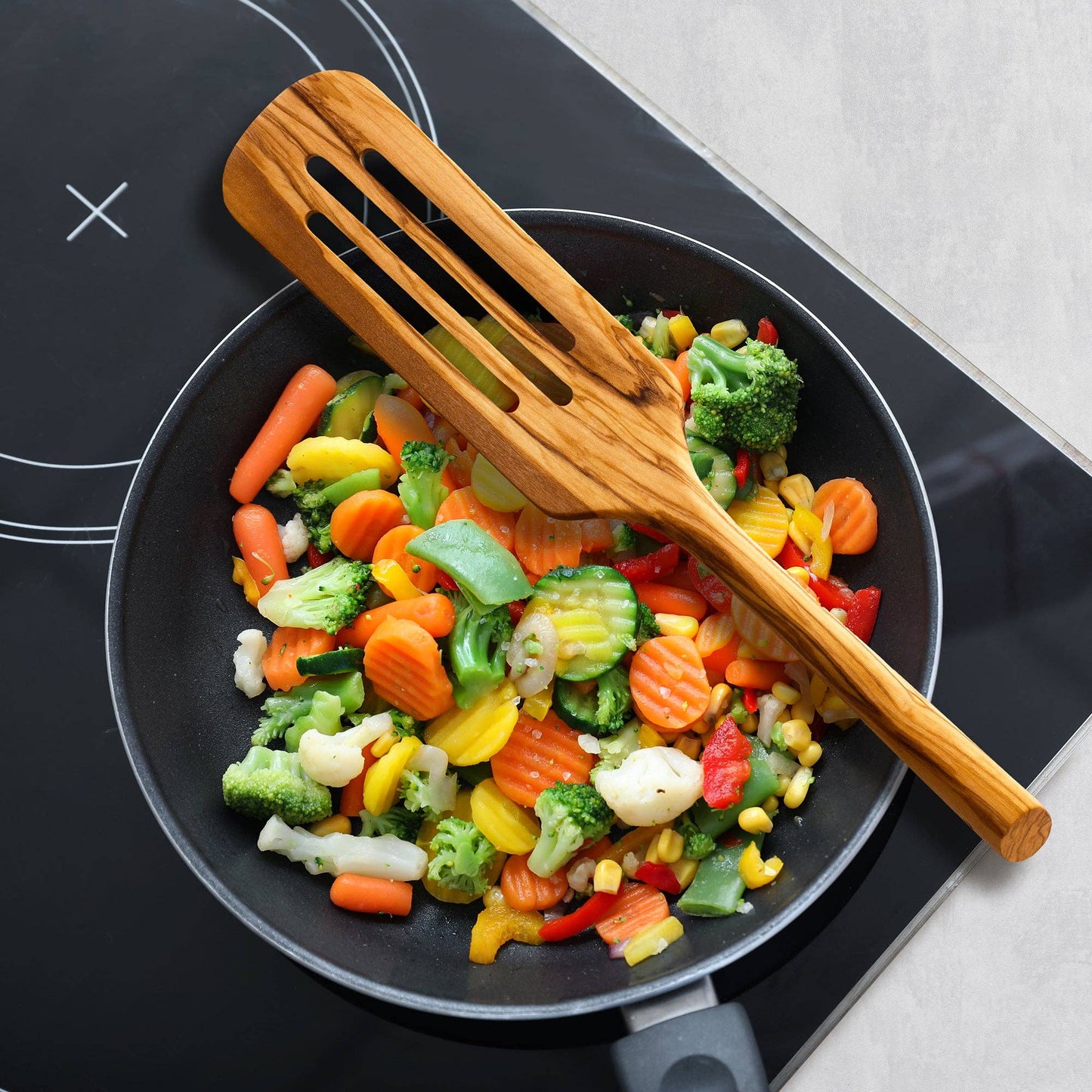 Totally Bamboo - Rock & Branch® Olive Wood Slotted Spurtle, Safe for Nonstick