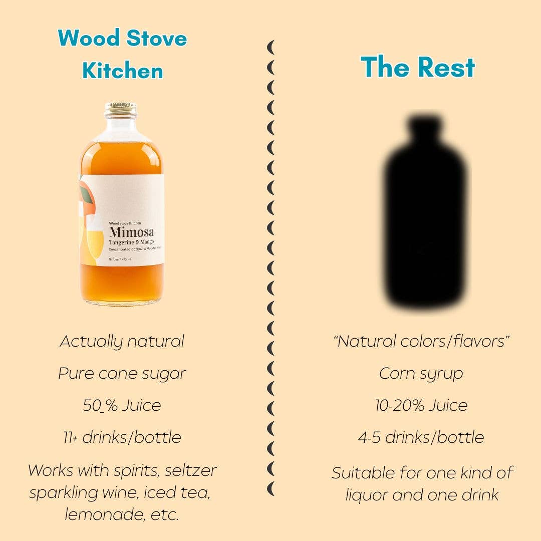 Wood Stove Kitchen - Mimosa Mixer w/ Tangerine & Mango for Cocktails and Mocktails, 16 fl oz