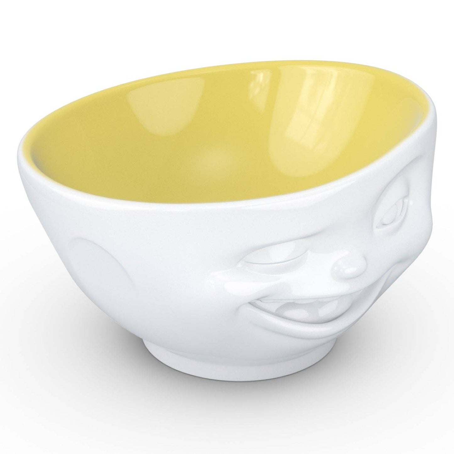 16 Oz. Bowl, Winking Face, Saffron Color Inside