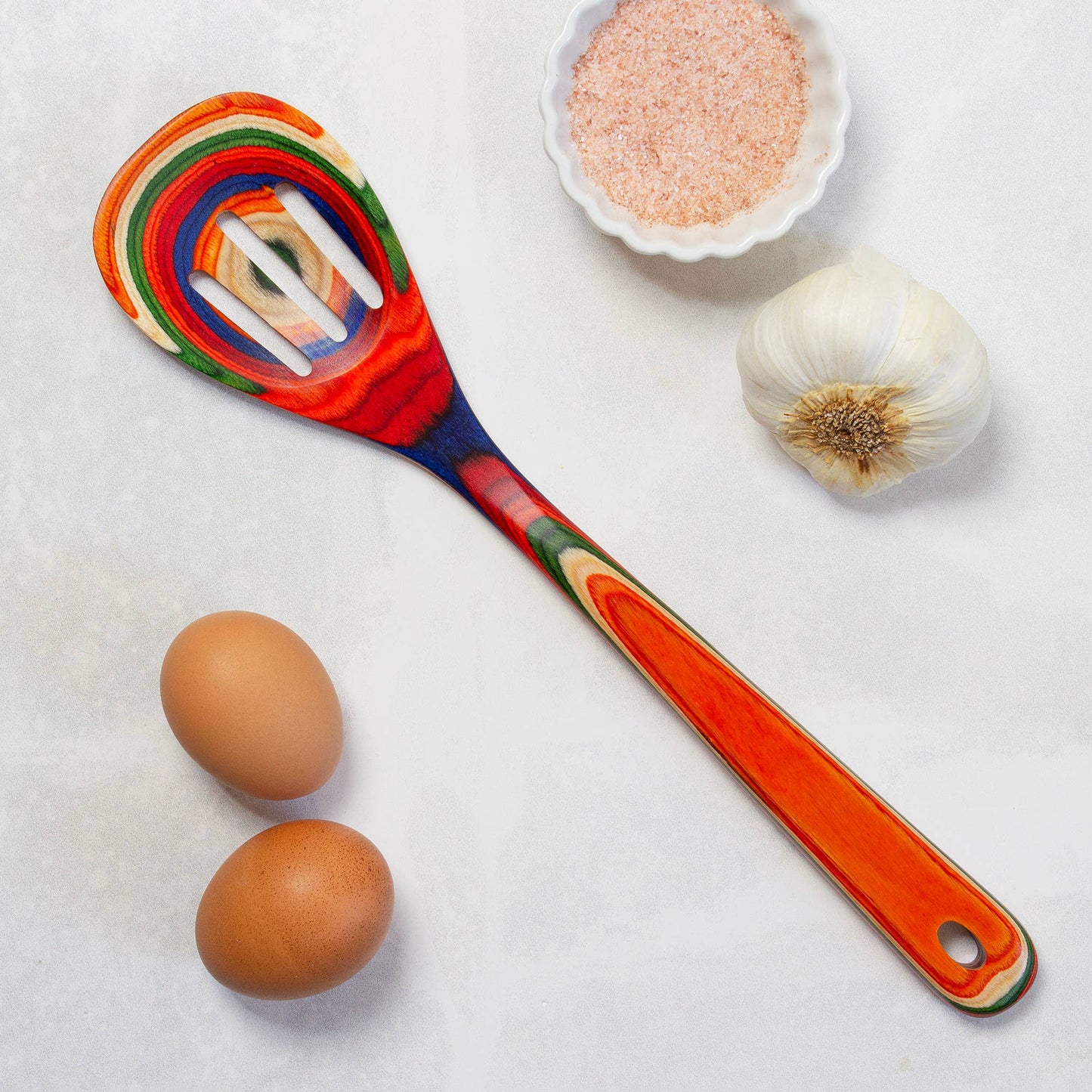 Totally Bamboo - Baltique® Marrakesh Colorful Wooden Slotted Spoon, 12.5"