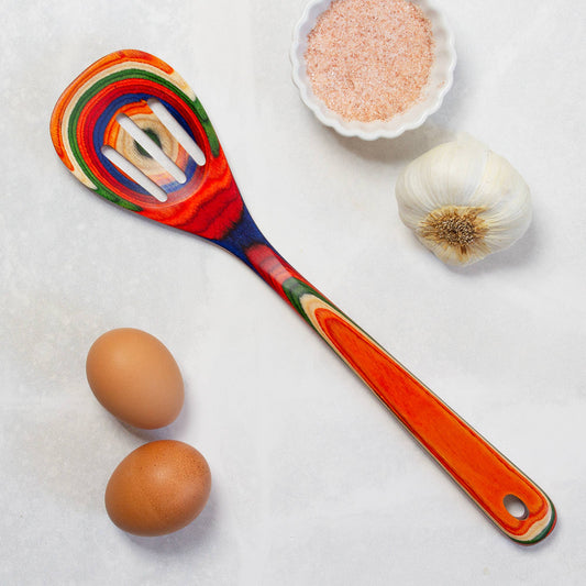 Totally Bamboo - Baltique® Marrakesh Colorful Wooden Slotted Spoon, 12.5"