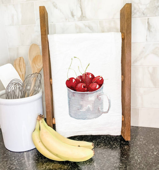 Indigo Tangerine - Cup of Cherries - Cotton Tea Towel