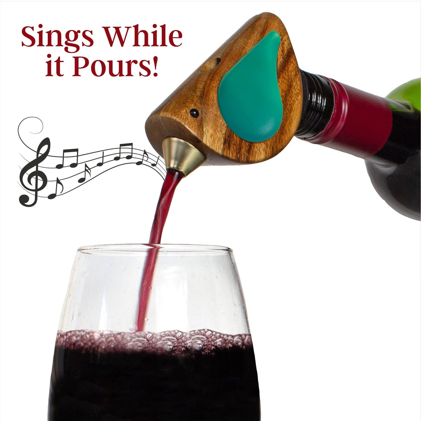Totally Bamboo - Songbird Specialties® "Singing" Wine Bottle Pourer Turquoise