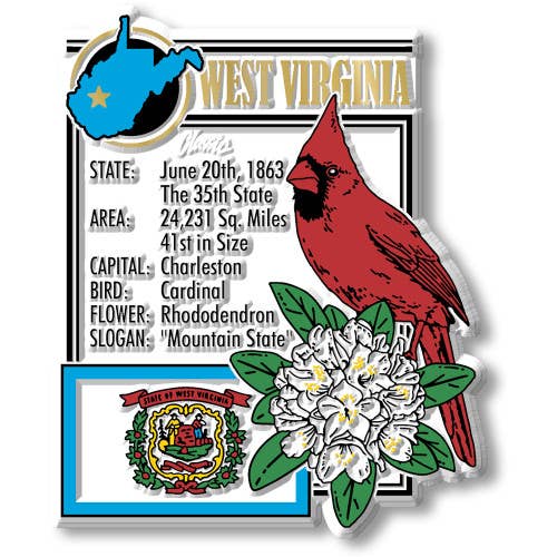 West Virginia State Montage Magnet, Made in USA