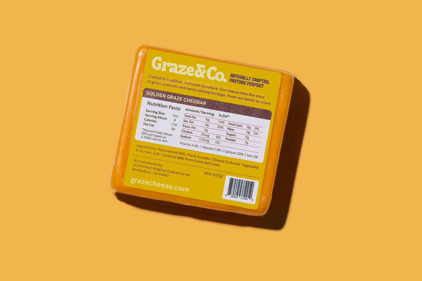 Graze & Co. - Golden Graze Cheddar - 8oz. Artisanal Cheese