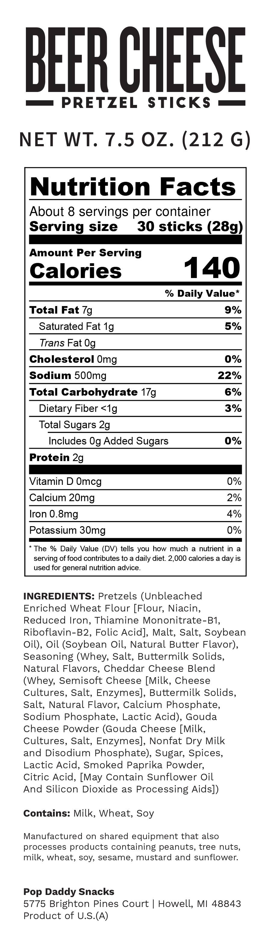 Pop Daddy Snacks - Seasoned Pretzels - 7.5oz - Beer Cheese