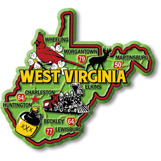 West Virginia Colorful State Magnet 3.7" x 3.4" Made USA