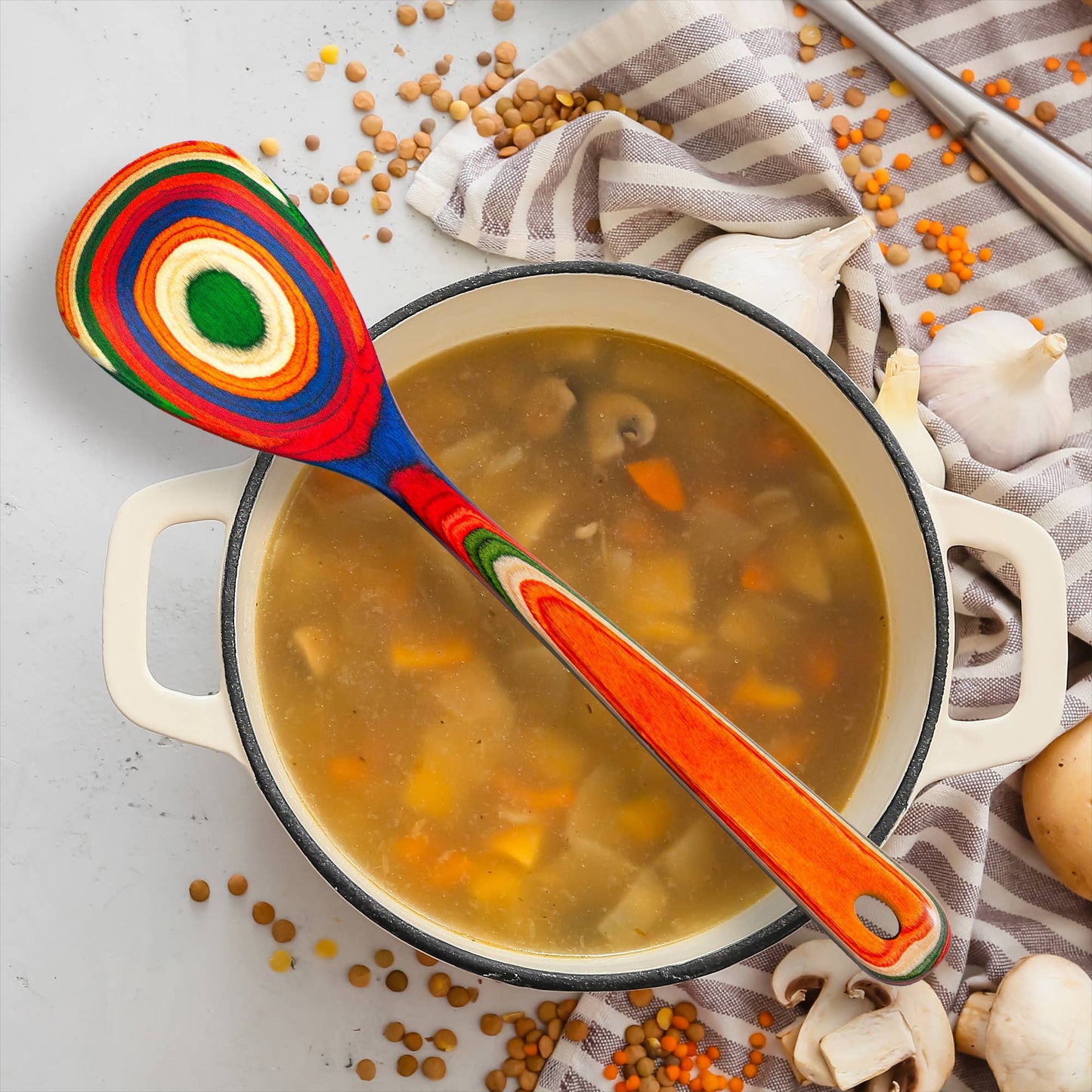 Totally Bamboo - Baltique® Marrakesh Colorful Wooden Cooking Spoon, 12.5"