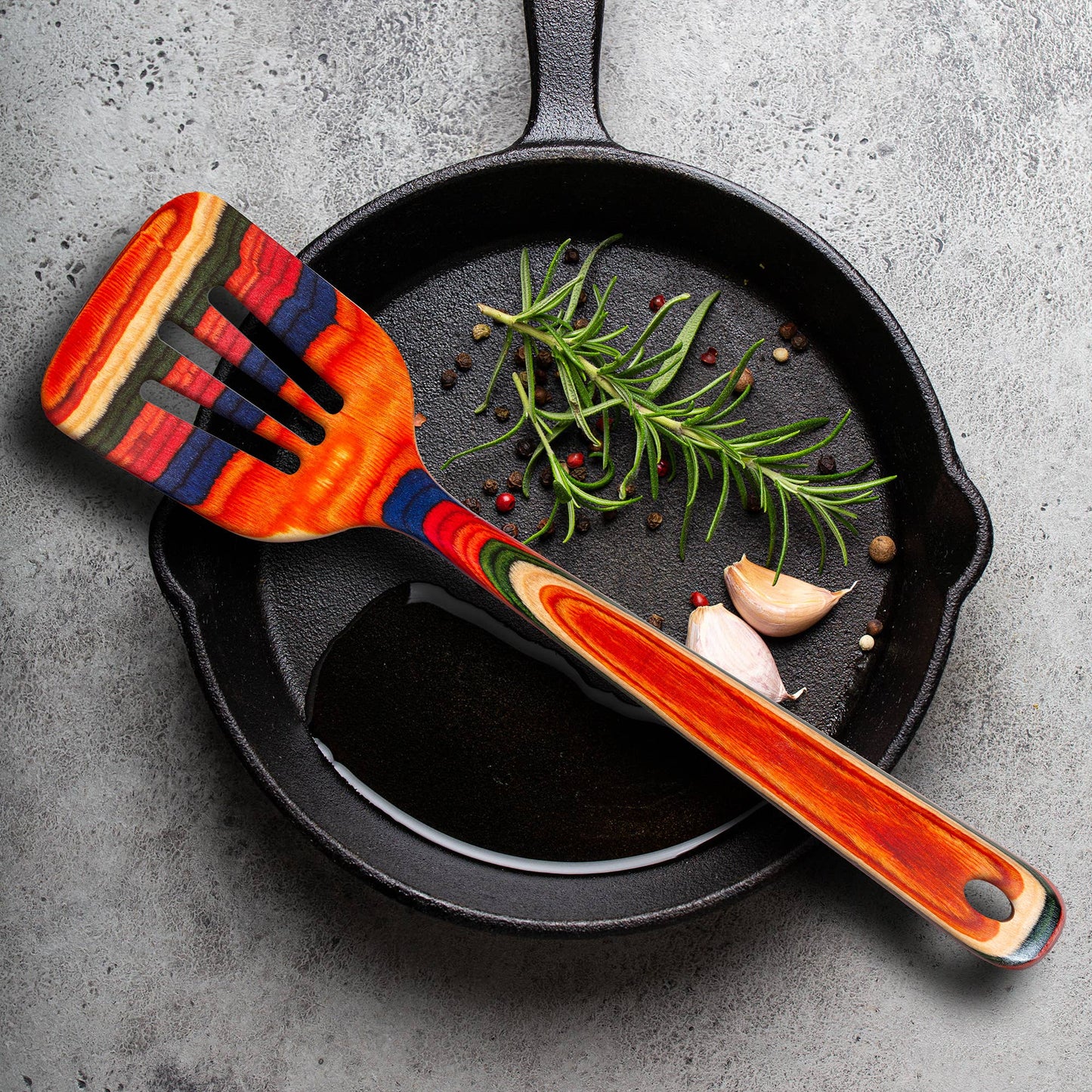 Totally Bamboo - Baltique® Marrakesh Colorful Wooden Slotted Spatula, 12.5"
