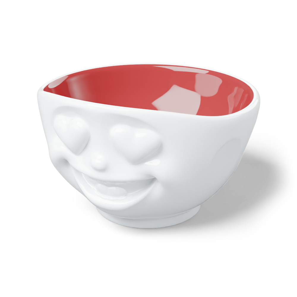 16 Oz. Bowl, Heartful Face, Ruby Color Inside