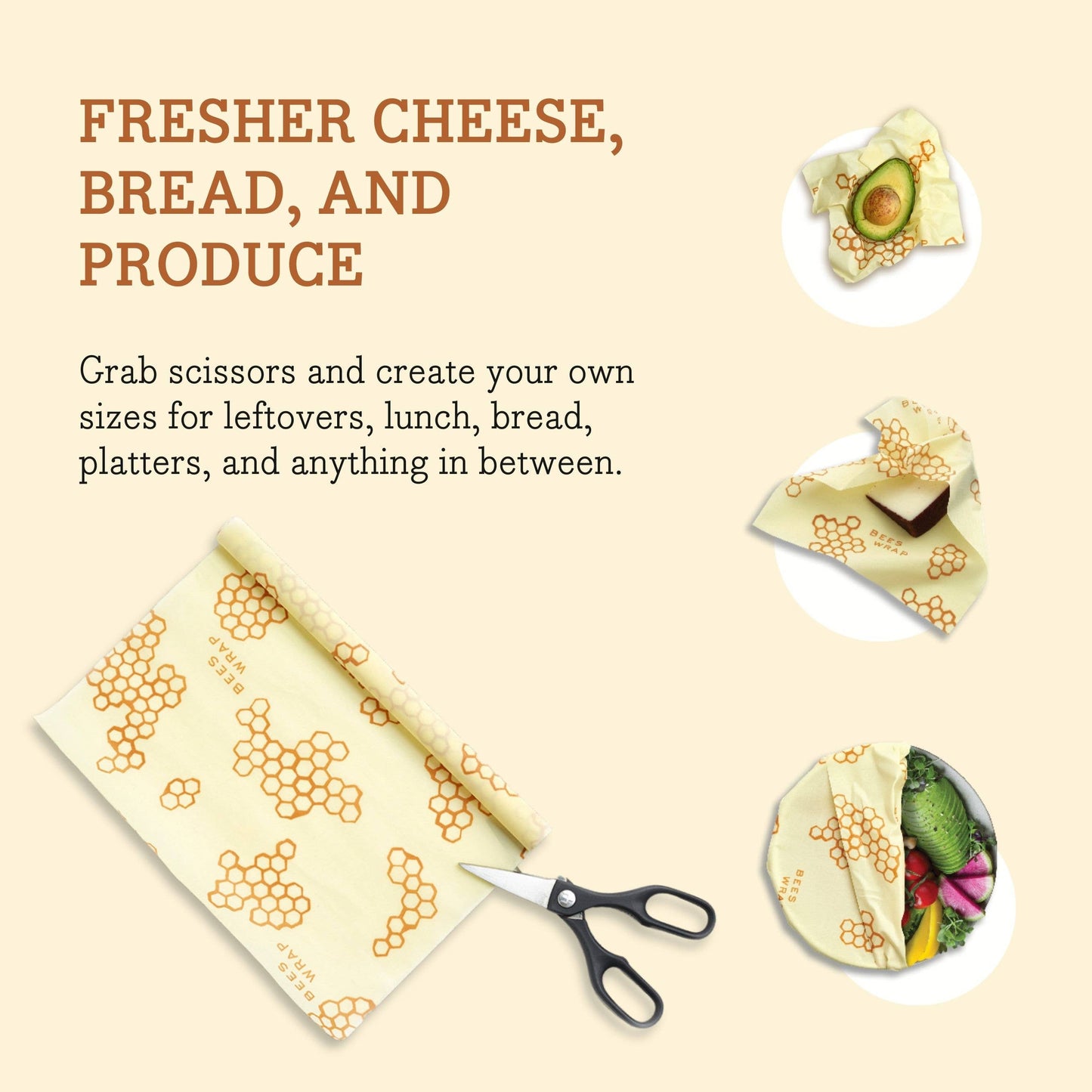 Bee's Wrap - Bees Wrap Reusable Beeswax Food Wrap Roll - Honeycomb Print