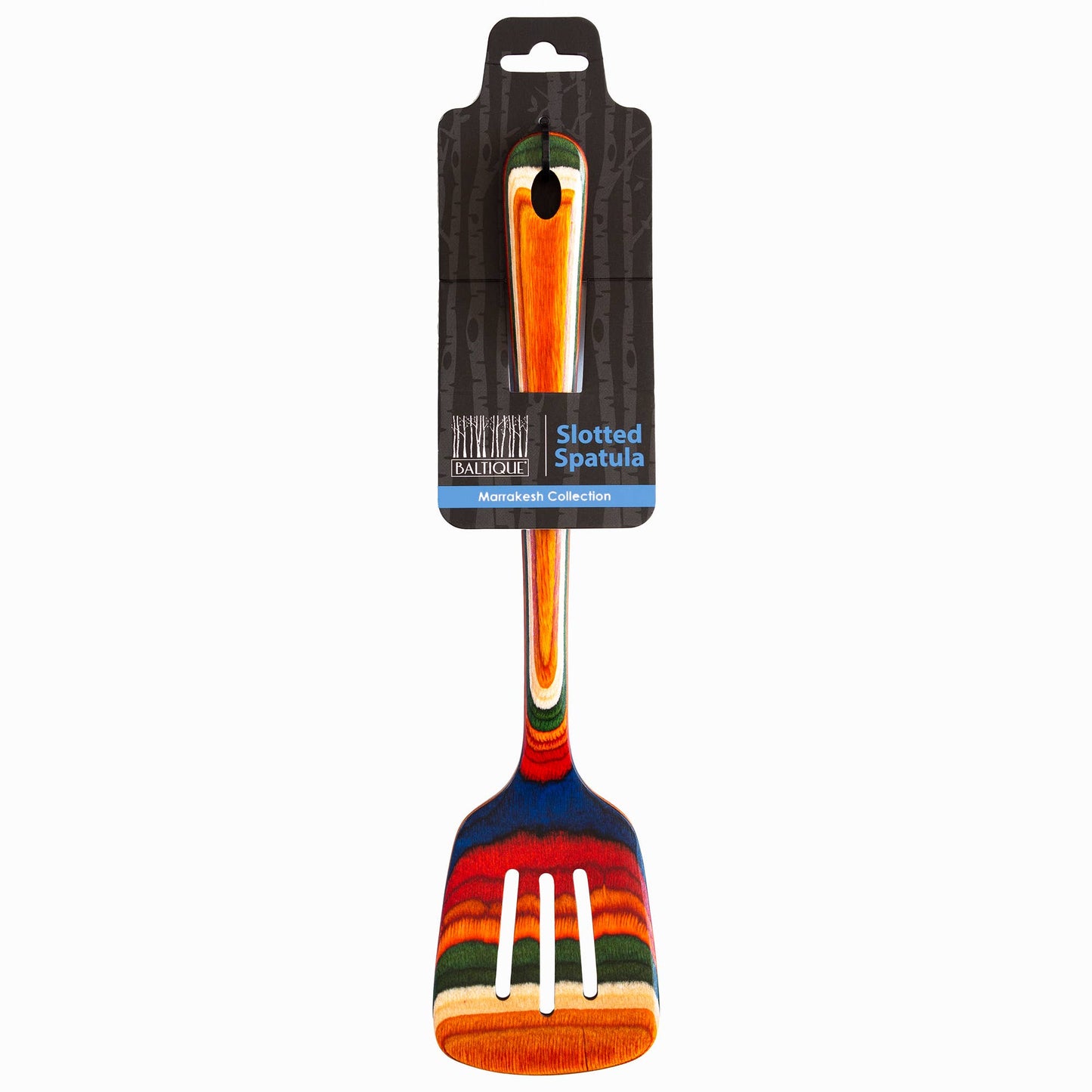 Totally Bamboo - Baltique® Marrakesh Colorful Wooden Slotted Spatula, 12.5"