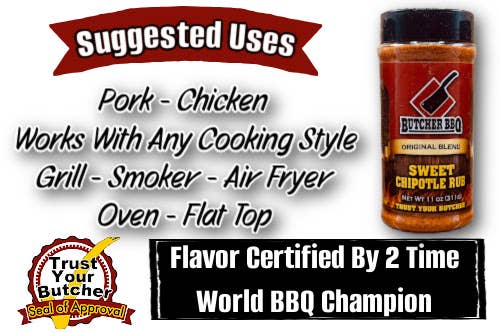 Butcher BBQ Inc - Sweet Chipotle Barbecue Rub / Dry Rub Seasoning / Spices
