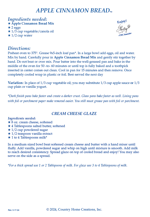 Country Home Creations - Apple Cinnamon Bread Mix