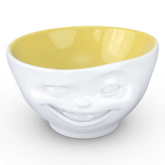 16 Oz. Bowl, Winking Face, Saffron Color Inside