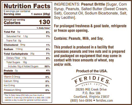 FERIDIES - 9oz Tin Peanut Brittle Crunch