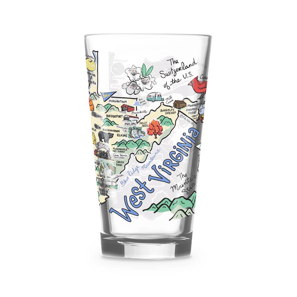 Fishkiss West Virginia 16oz Glass