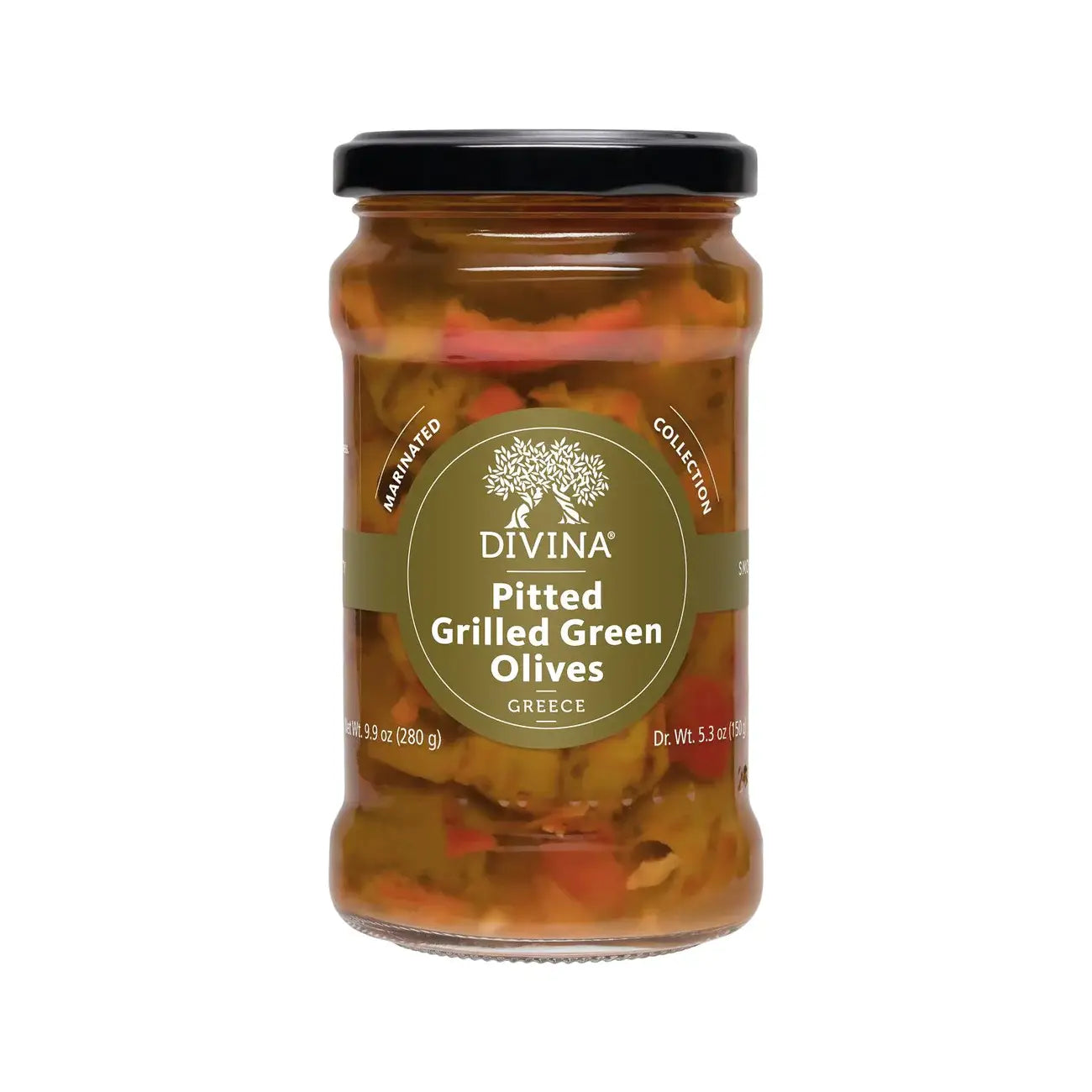 Gourmet Food Solutions, Inc. - Grilled Pitted Green Greek Olives, Divina 5.3oz