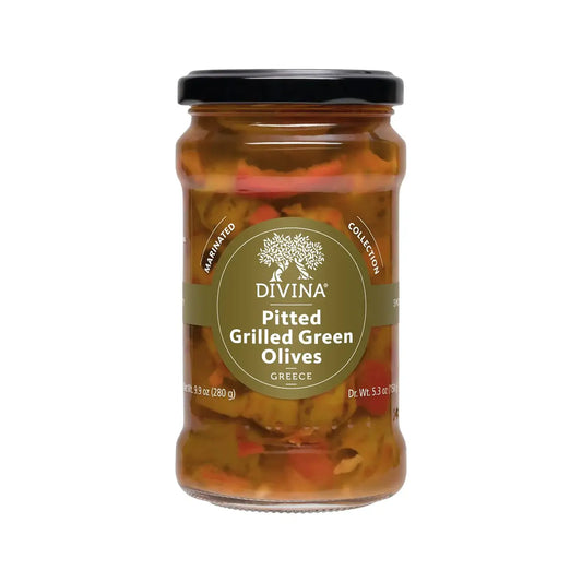 Gourmet Food Solutions, Inc. - Grilled Pitted Green Greek Olives, Divina 5.3oz