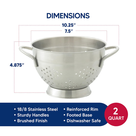 HIC Stainless Steel 2 QT Colander