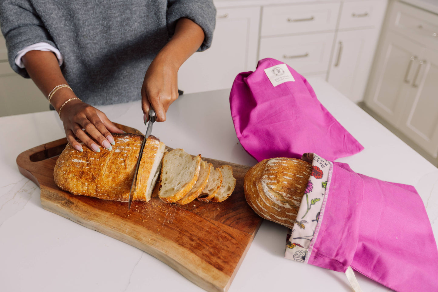 Bee's Wrap - Bees Wrap Reusable Beeswax Lined Artisan Bread Bag - Magenta