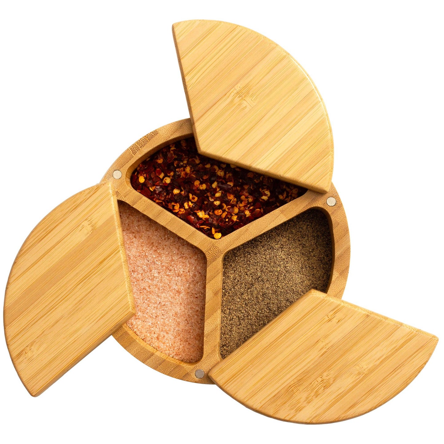 Totally Bamboo - Trio Salt Cellar Storage Box with Swivel Lids