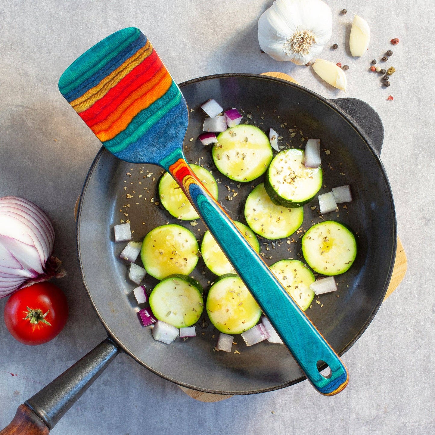 Totally Bamboo - Baltique® Montego Bay Colorful Wooden Spatula, 12.5"