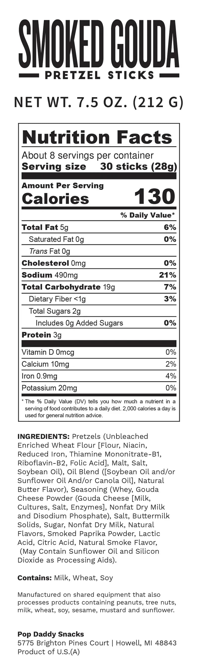 Pop Daddy Snacks - Seasoned Pretzels - 7.5oz - Smoked Gouda