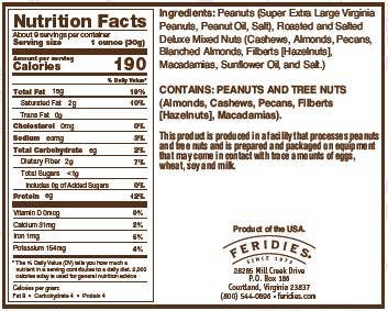 FERIDIES - 9 oz. Salted Mixed Nuts